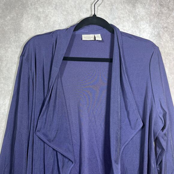 Chico's Easywear Cardigan Sweater Size 2 US Large Blue Liquid Knit Open Front - Picture 2 of 8